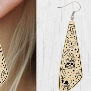 Intra απο ξύλο plywood  Χρώμα wenge 3mm-4mm πάχος - Αποκριάτικο σκουλαρίκι με λέιζερ, Boho Δίασταση 3x3 cm INTRAFABR-47398357