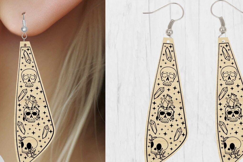 Intra απο ξύλο plywood  Χρώμα wenge 3mm-4mm πάχος - Αποκριάτικο σκουλαρίκι με λέιζερ, Boho Δίασταση 3x3 cm INTRAFABR-47398357