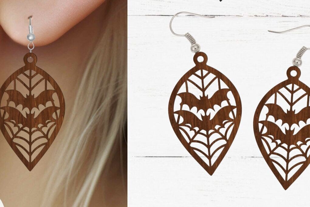 Intra απο ξύλο plywood  Χρώμα wenge 3mm-4mm πάχος - κοπής με λέιζερ αποκριάτικων σκουλαρικιών, Glowfo Δίασταση 20x20 cm INTRAFABR-36389508