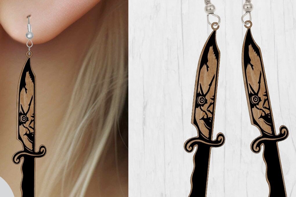 Intra απο ξύλο plywood  Χρώμα wenge 3mm-4mm πάχος - Αποκριάτικο σκουλαρίκι , κοπής με λέιζερ Δίασταση 3x3 cm INTRAFABR-17445338