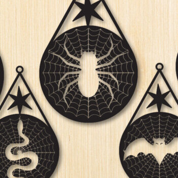 Intra απο ξύλο plywood  Χρώμα wenge 3mm-4mm πάχος - Αποκριάτικο σκουλαρίκι , κοπής με λέιζερ Δίασταση 15x18 cm INTRAFABR-78793026 - Image 1