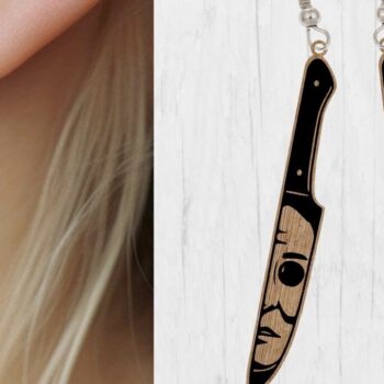 Intra απο ξύλο plywood  Χρώμα wenge 3mm-4mm πάχος - Αποκριάτικο σκουλαρίκι , κοπής με λέιζερ Δίασταση 3x3 cm INTRAFABR-119895349 - Image 3