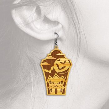 Intra απο ξύλο plywood  Χρώμα wenge 3mm-4mm πάχος - Halloween Earrings 2 - με λέιζερ Δίασταση 3x3 cm INTRAFABR-26386553 - Image 4