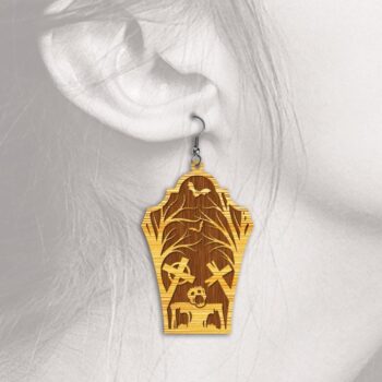 Intra απο ξύλο plywood  Χρώμα wenge 3mm-4mm πάχος - Halloween Earrings 2 - με λέιζερ Δίασταση 3x3 cm INTRAFABR-26386553 - Image 7