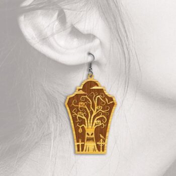 Intra απο ξύλο plywood  Χρώμα wenge 3mm-4mm πάχος - Halloween Earrings 2 - με λέιζερ Δίασταση 3x3 cm INTRAFABR-26386553 - Image 12