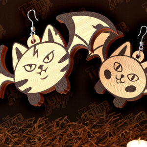 Intra απο ξύλο plywood  Χρώμα wenge 3mm-4mm πάχος - Σκουλαρίκια απόκριες | Σχέδιο Bijoux | CNC Δίασταση 3x3 cm INTRAFABR-26594079