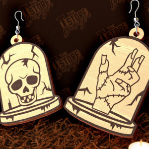 Intra απο ξύλο plywood  Χρώμα wenge 3mm-4mm πάχος - Σκουλαρίκια απόκριες | Σχέδιο Bijoux | CNC Δίασταση 3x3 cm INTRAFABR-26593821