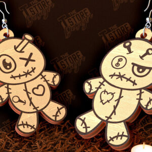 Intra απο ξύλο plywood  Χρώμα wenge 3mm-4mm πάχος - Σκουλαρίκια απόκριες | Σχέδιο Bijoux | CNC Δίασταση 3x3 cm INTRAFABR-26593415