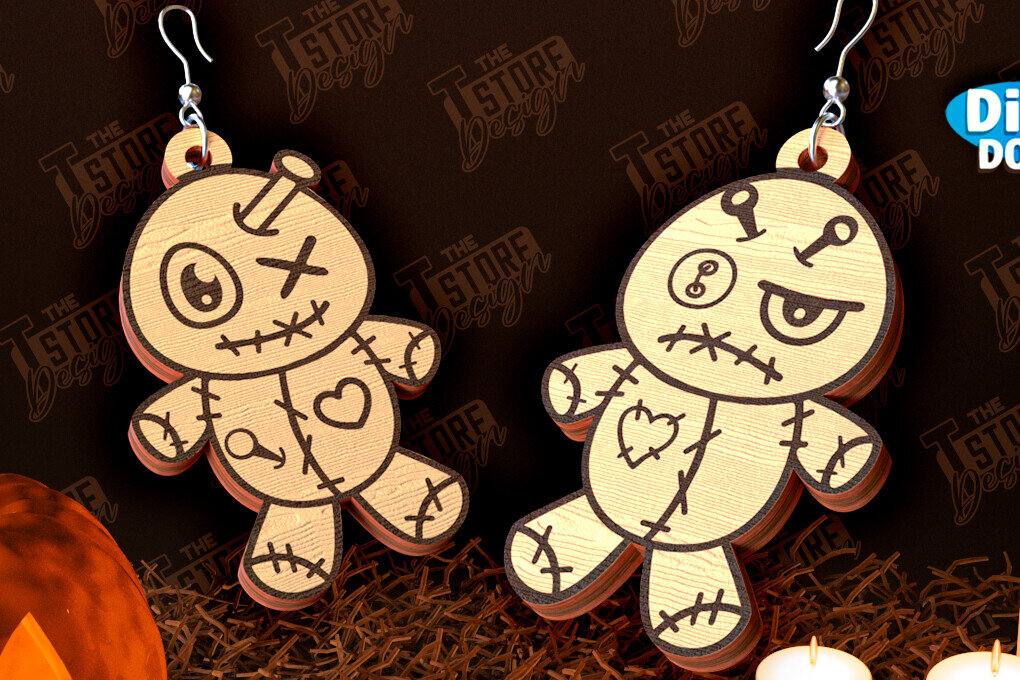 Intra απο ξύλο plywood  Χρώμα wenge 3mm-4mm πάχος - Σκουλαρίκια απόκριες | Σχέδιο Bijoux | CNC Δίασταση 3x3 cm INTRAFABR-26593415