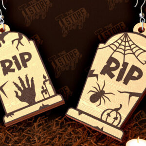 Intra απο ξύλο plywood  Χρώμα wenge 3mm-4mm πάχος - Σκουλαρίκια απόκριες | Σχέδιο Bijoux | CNC Δίασταση 3x3 cm INTRAFABR-26593344