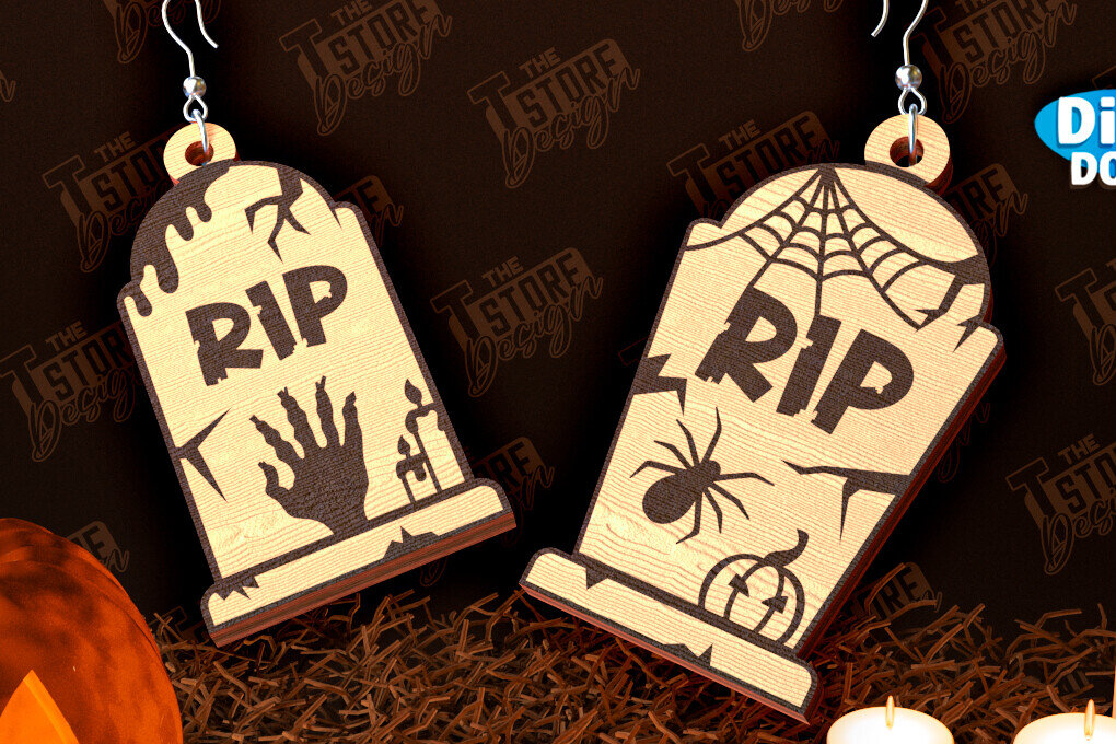 Intra απο ξύλο plywood  Χρώμα wenge 3mm-4mm πάχος - Σκουλαρίκια απόκριες | Σχέδιο Bijoux | CNC Δίασταση 3x3 cm INTRAFABR-26593344