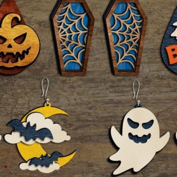 Intra απο ξύλο plywood Χρώμα wenge 3mm-4mm πάχος - Πακέτο αποκριάτικων σκουλαρίκια Δίασταση 3x3 cm INTRAFABR-26593256 - Image 1