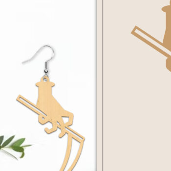 Intra απο ξύλο plywood  Χρώμα wenge 3mm-4mm πάχος - Αποκριάτικα σκουλαρίκια με λέιζερ Δίασταση 3x3 cm INTRAFABR-112271480 - Image 1