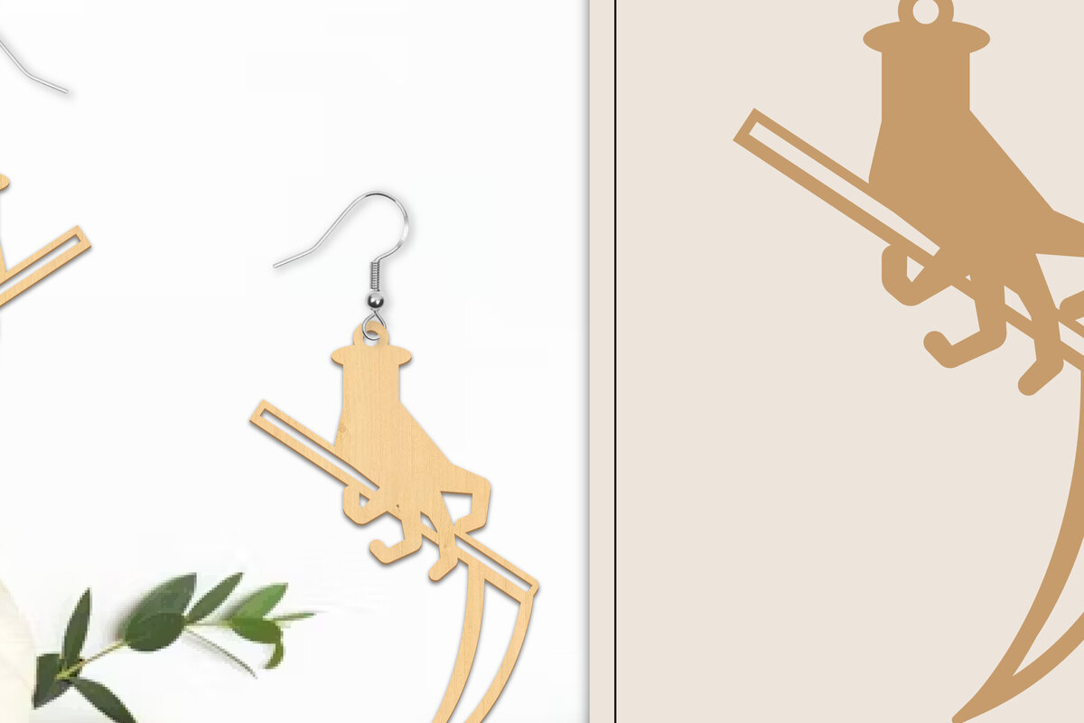 Intra απο ξύλο plywood  Χρώμα wenge 3mm-4mm πάχος - Αποκριάτικα σκουλαρίκια με λέιζερ Δίασταση 3x3 cm INTRAFABR-112271480