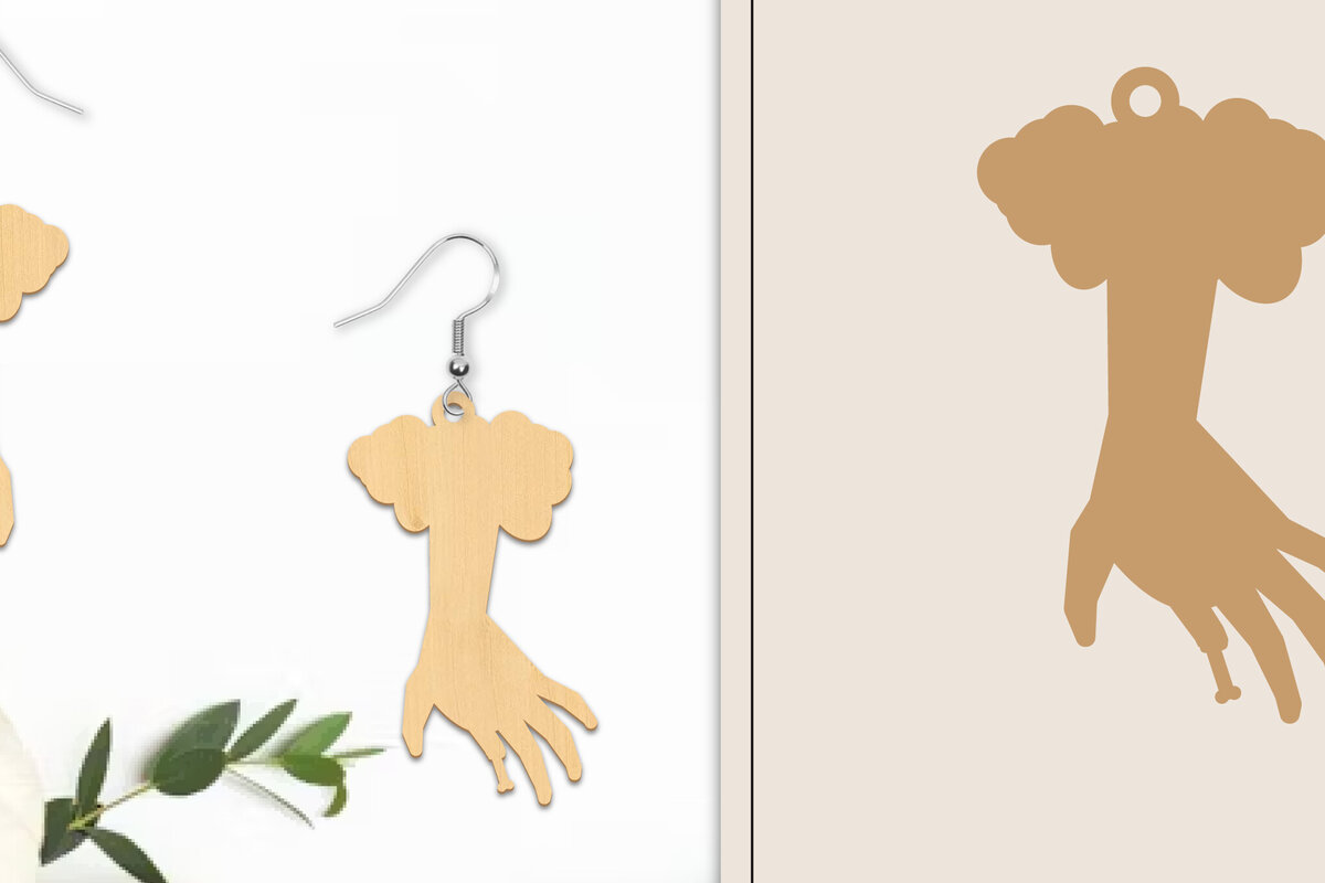 Intra απο ξύλο plywood  Χρώμα wenge 3mm-4mm πάχος - Αποκριάτικα σκουλαρίκια με λέιζερ Δίασταση 3x3 cm INTRAFABR-123040760