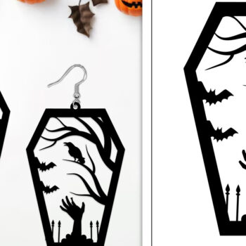 Intra απο ξύλο plywood Χρώμα wenge 3mm-4mm πάχος - Αποκριάτικα σκουλαρίκια με λέιζερ Δίασταση 3x3 cm INTRAFABR-68721001 - Image 1