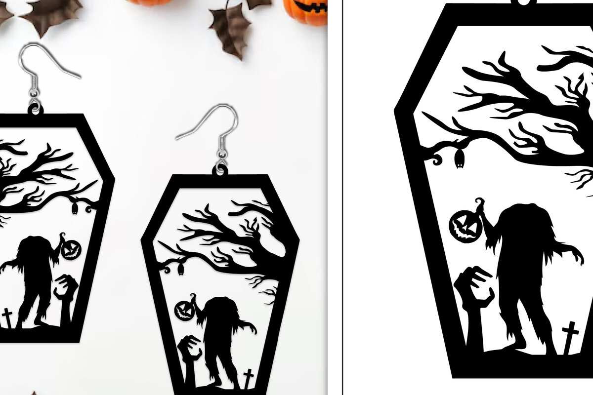 Intra απο ξύλο plywood  Χρώμα wenge 3mm-4mm πάχος - Αποκριάτικα σκουλαρίκια με λέιζερ Δίασταση 3x3 cm INTRAFABR-119208738