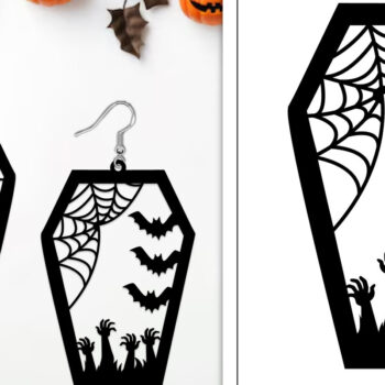 Intra απο ξύλο plywood  Χρώμα wenge 3mm-4mm πάχος - Αποκριάτικα σκουλαρίκια με λέιζερ Δίασταση 3x3 cm INTRAFABR-75260915 - Image 1