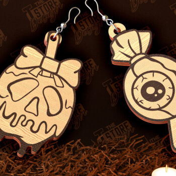 Intra απο ξύλο plywood  Χρώμα wenge 3mm-4mm πάχος - Δέσμη κοπής με λέιζερ αποκριάτικα σκουλαρίκια Δίασταση 3x3 cm INTRAFABR-118916480 - Image 7