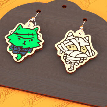 Intra απο ξύλο plywood  Χρώμα wenge 3mm-4mm πάχος - Αποκριάτικα Σκουλαρίκια Bundle |CNC Δίασταση 3x3 cm INTRAFABR-118916502 - Image 10