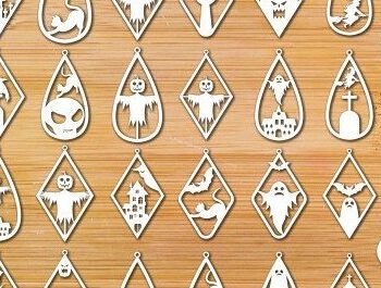 Intra απο ξύλο plywood  Χρώμα wenge 3mm-4mm πάχος - Δέσμη κοπής με λέιζερ αποκριάτικα σκουλαρίκια Δίασταση 3x3 cm INTRAFABR-118916518 - Image 1