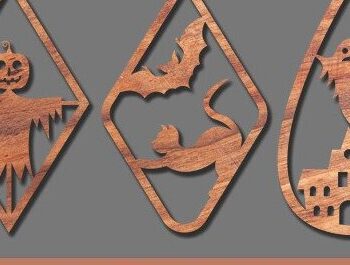 Intra απο ξύλο plywood  Χρώμα wenge 3mm-4mm πάχος - Δέσμη κοπής με λέιζερ αποκριάτικα σκουλαρίκια Δίασταση 3x3 cm INTRAFABR-118916518 - Image 3