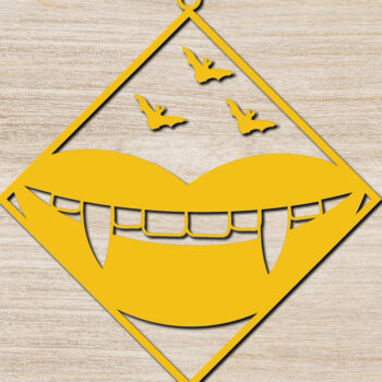 Intra απο ξύλο plywood  Χρώμα wenge 3mm-4mm πάχος - Αποκριάτικα σκουλαρίκια με λέιζερ σχέδιο 6 Δίασταση 3x3 cm INTRAFABR-112071086 - Image 2