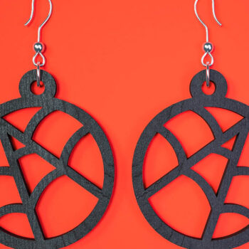 Intra απο ξύλο plywood  Χρώμα wenge 3mm-4mm πάχος - Αποκριάτικα σκουλαρίκια Δίασταση 3x3 cm INTRAFABR-109411542 - Image 1