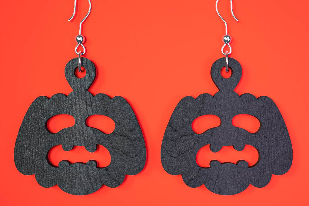 Intra απο ξύλο plywood  Χρώμα wenge 3mm-4mm πάχος - Αποκριάτικα σκουλαρίκια Δίασταση 3x3 cm INTRAFABR-38834296