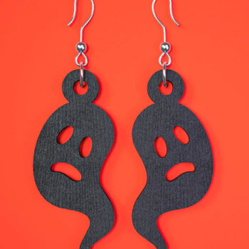 Intra απο ξύλο plywood  Χρώμα wenge 3mm-4mm πάχος - Αποκριάτικα σκουλαρίκια Δίασταση 3x3 cm INTRAFABR-121843310 - Image 1