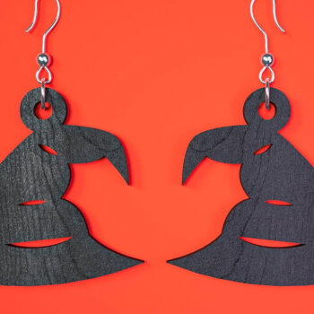 Intra απο ξύλο plywood  Χρώμα wenge 3mm-4mm πάχος - Αποκριάτικα σκουλαρίκια Δίασταση 3x3 cm INTRAFABR-121843380 - Image 1