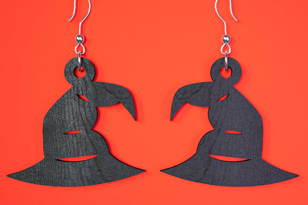 Intra απο ξύλο plywood  Χρώμα wenge 3mm-4mm πάχος - Αποκριάτικα σκουλαρίκια Δίασταση 3x3 cm INTRAFABR-121843380