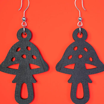 Intra απο ξύλο plywood  Χρώμα wenge 3mm-4mm πάχος - Αποκριάτικα σκουλαρίκια Δίασταση 3x3 cm INTRAFABR-121843563 - Image 1