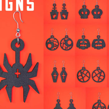 Intra απο ξύλο plywood Χρώμα wenge 3mm-4mm πάχος - Αποκριάτικα σκουλαρίκια Δίασταση 3x3 cm INTRAFABR-123688997 - Image 1