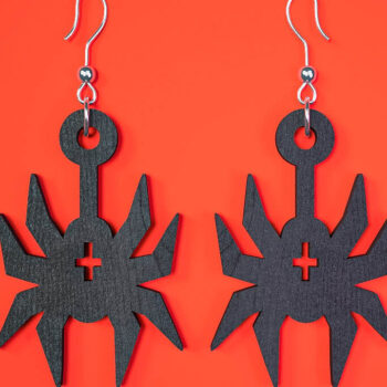 Intra απο ξύλο plywood Χρώμα wenge 3mm-4mm πάχος - Αποκριάτικα σκουλαρίκια Δίασταση 3x3 cm INTRAFABR-123688997 - Image 16