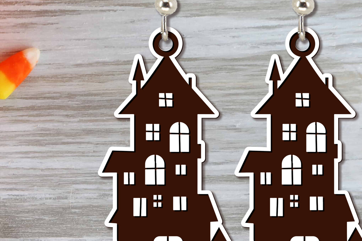 Intra απο ξύλο plywood  Χρώμα wenge 3mm-4mm πάχος - Αποκριάτικα σκουλαρίκια Δίασταση 3x3 cm INTRAFABR-99433490