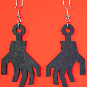 Intra απο ξύλο plywood  Χρώμα wenge 3mm-4mm πάχος - Αποκριάτικα σκουλαρίκια Δίασταση 3x3 cm INTRAFABR-109489441 - Image 1