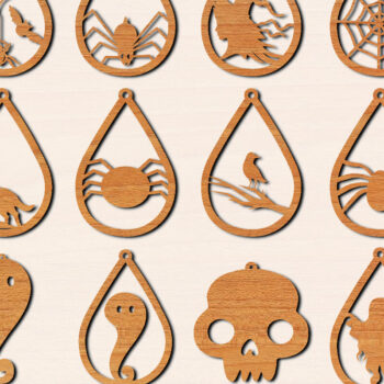 Intra απο ξύλο plywood  Χρώμα wenge 3mm-4mm πάχος - Πακέτο με λέιζερ σκουλαρίκια Halloween Δίασταση 3x3 cm INTRAFABR-71444370 - Image 1