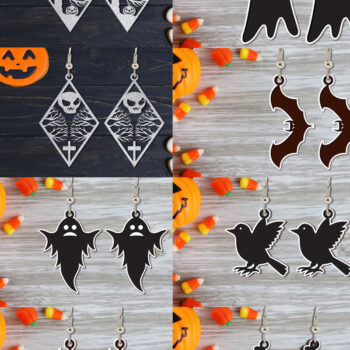 Intra απο ξύλο plywood  Χρώμα wenge 3mm-4mm πάχος - Πακέτο με λέιζερ σκουλαρίκια Halloween Δίασταση 3x3 cm INTRAFABR-75870408 - Image 1