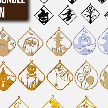 Intra απο ξύλο plywood  Χρώμα wenge 3mm-4mm πάχος - Πακέτο με λέιζερ σκουλαρίκια Halloween Δίασταση 3x3 cm INTRAFABR-96203797 - Image 1