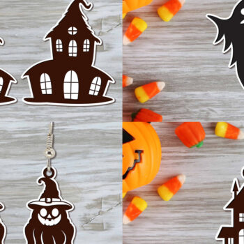 Intra απο ξύλο plywood  Χρώμα wenge 3mm-4mm πάχος - Σετ αποκριάτικων σκουλαρίκια Δίασταση 3x3 cm INTRAFABR-108925789 - Image 1