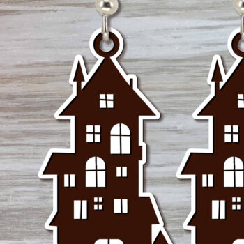 Intra απο ξύλο plywood  Χρώμα wenge 3mm-4mm πάχος - Σετ αποκριάτικων σκουλαρίκια Δίασταση 3x3 cm INTRAFABR-108925789 - Image 4