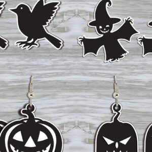 Intra απο ξύλο plywood  Χρώμα wenge 3mm-4mm πάχος - Σετ αποκριάτικων σκουλαρίκια Δίασταση 3x3 cm INTRAFABR-108925698