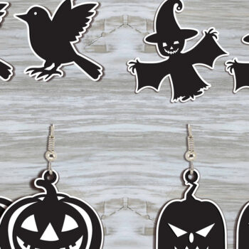 Intra απο ξύλο plywood  Χρώμα wenge 3mm-4mm πάχος - Σετ αποκριάτικων σκουλαρίκια Δίασταση 3x3 cm INTRAFABR-108925698 - Image 1