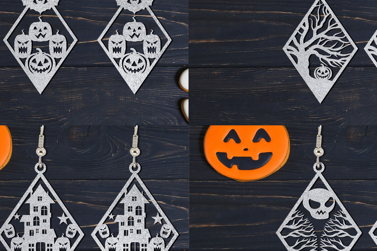 Intra απο ξύλο plywood  Χρώμα wenge 3mm-4mm πάχος - Σετ αποκριάτικων σκουλαρίκια Δίασταση 3x3 cm INTRAFABR-108925769