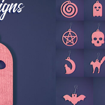 Intra απο ξύλο plywood  Χρώμα wenge 3mm-4mm πάχος - Αποκριάτικα σκουλαρίκια με λέιζερ |Spooky Δίασταση 3x3 cm INTRAFABR-113936184 - Image 1