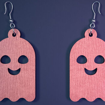 Intra απο ξύλο plywood  Χρώμα wenge 3mm-4mm πάχος - Αποκριάτικα σκουλαρίκια με λέιζερ |Spooky Δίασταση 3x3 cm INTRAFABR-113936184 - Image 3