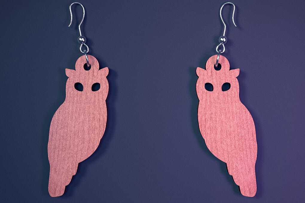 Intra απο ξύλο plywood  Χρώμα wenge 3mm-4mm πάχος - Αποκριάτικα σκουλαρίκια με λέιζερ |Spooky Δίασταση 3x3 cm INTRAFABR-113936514