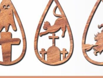 Intra απο ξύλο plywood  Χρώμα wenge 3mm-4mm πάχος - Αποκριάτικα σκουλαρίκια με λέιζερ Δίασταση 3x3 cm INTRAFABR-112877359 - Image 1