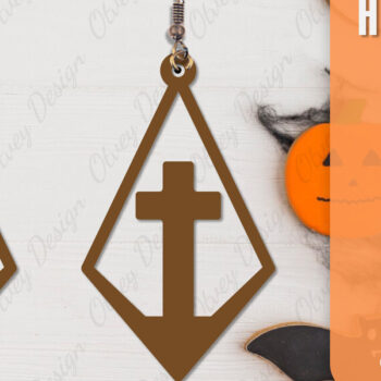 Intra απο ξύλο plywood  Χρώμα wenge 3mm-4mm πάχος - Αποκριάτικα σκουλαρίκια με λέιζερ Δίασταση 3x3 cm INTRAFABR-112877398 - Image 2